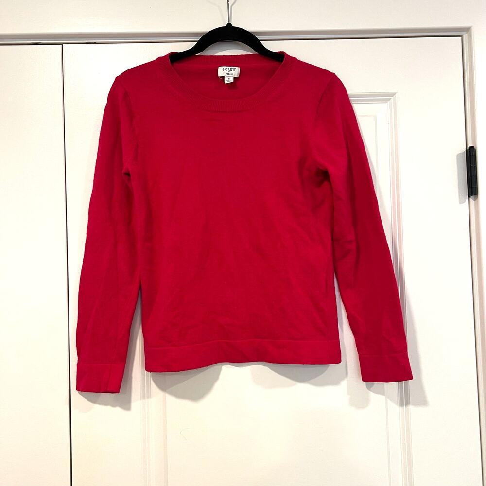 J Crew Women's Teddie Crewneck Sweater‎ Bright Pink Wool Size Small